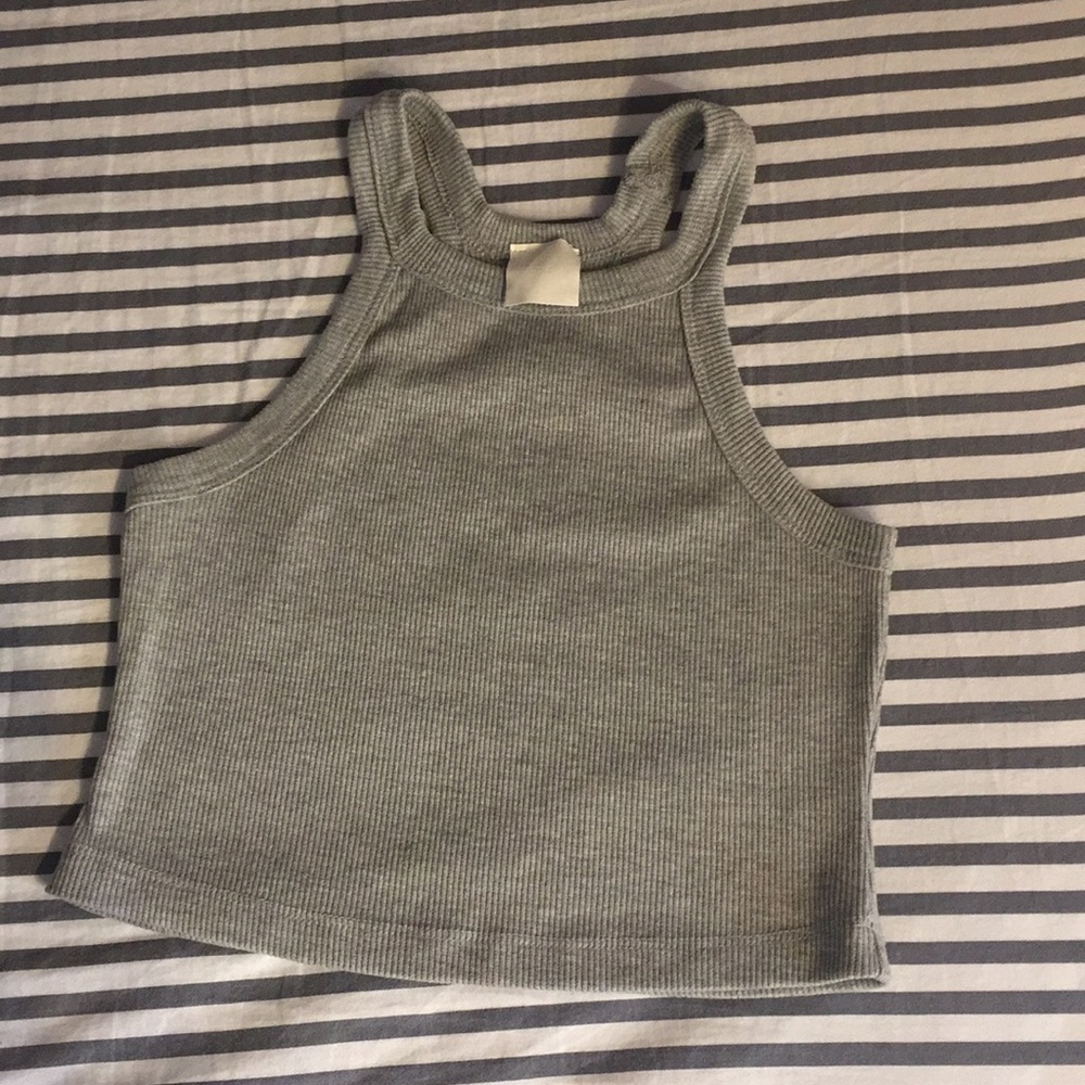Grey ribbed crop top